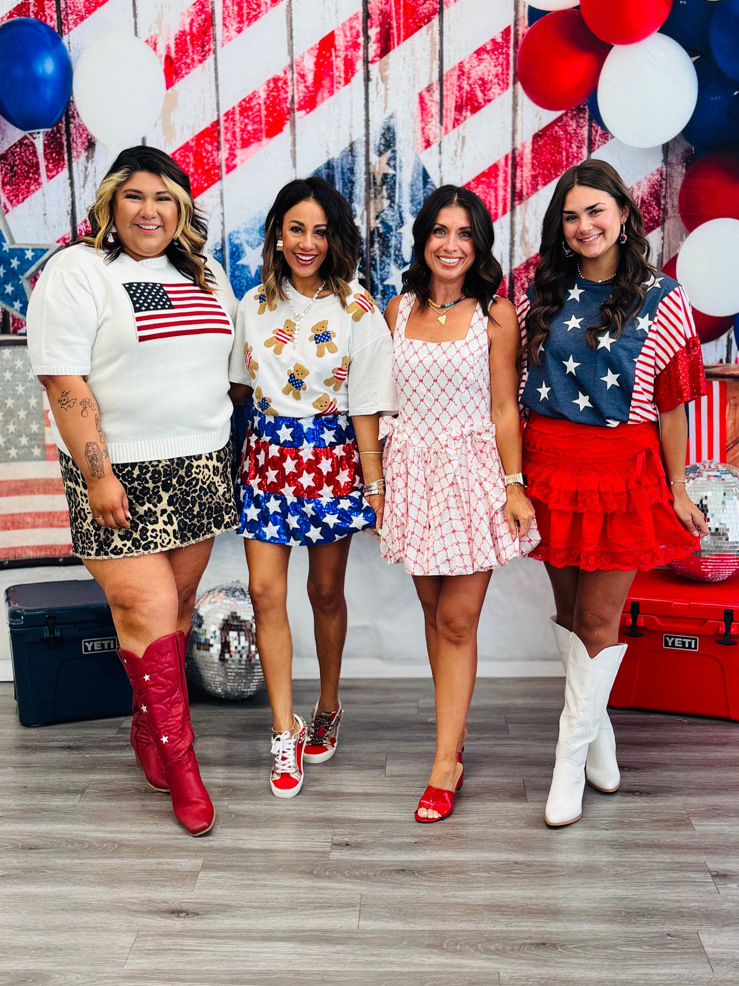 Red/Off White Bow Bubble Mini Dress (Reg.)