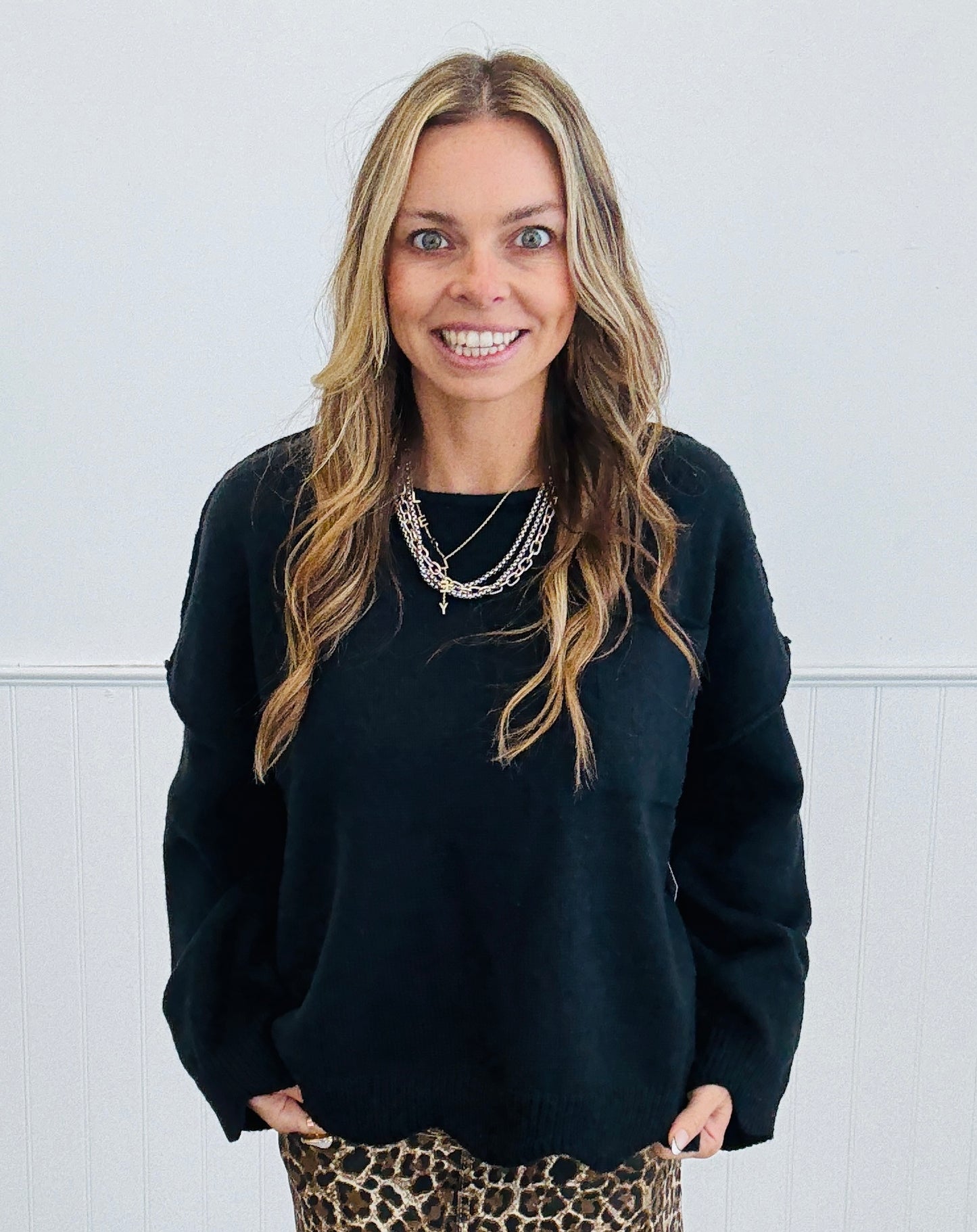 Oversized Side Slit Sweater Top (Reg.) - 2 Colors