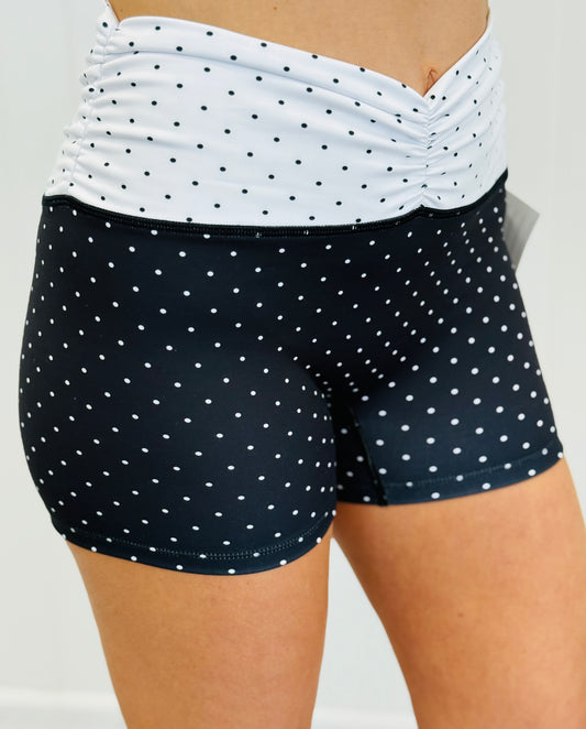 Polka Dot Ruched Waistband Biker Shorts (Reg.)