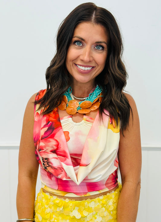 Vibrant Floral Print Sleeveless Top (Reg.)
