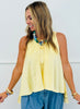 Lemon Satin High Low Sleeveless Blouse (Reg.)