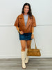 Cognac Boxy Faux Leather Short Jacket (Reg.)