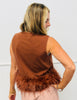 Toffee Brown Feather Hem Tank Top (Reg.)