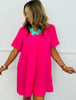 Hot Pink Pullover Back Pleat Mini Dress (Reg.)