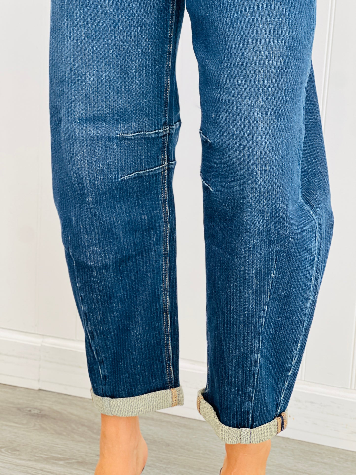 Risen Slouchy Crop Barrel Textured Jeans (Reg & Plus)