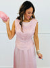Pink Satin Fringe Top & Maxi Skirt Set (Reg.)