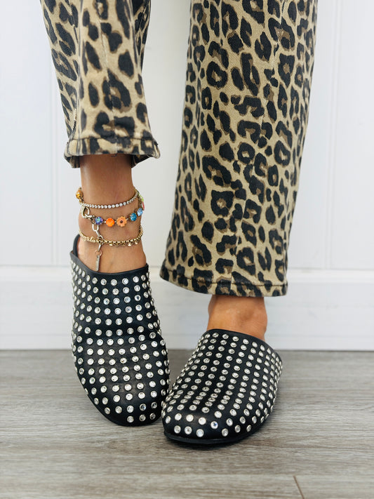 Black Spotlight Stud Mules