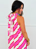 Cream/Pink Diagonal Stripe Maxi Dress (Reg.)