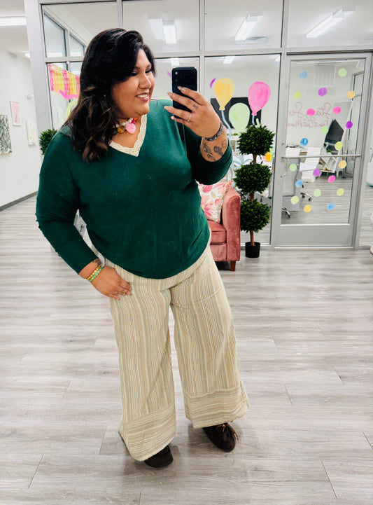 Multi Stiped Wide Leg Pants (Reg. and Plus)