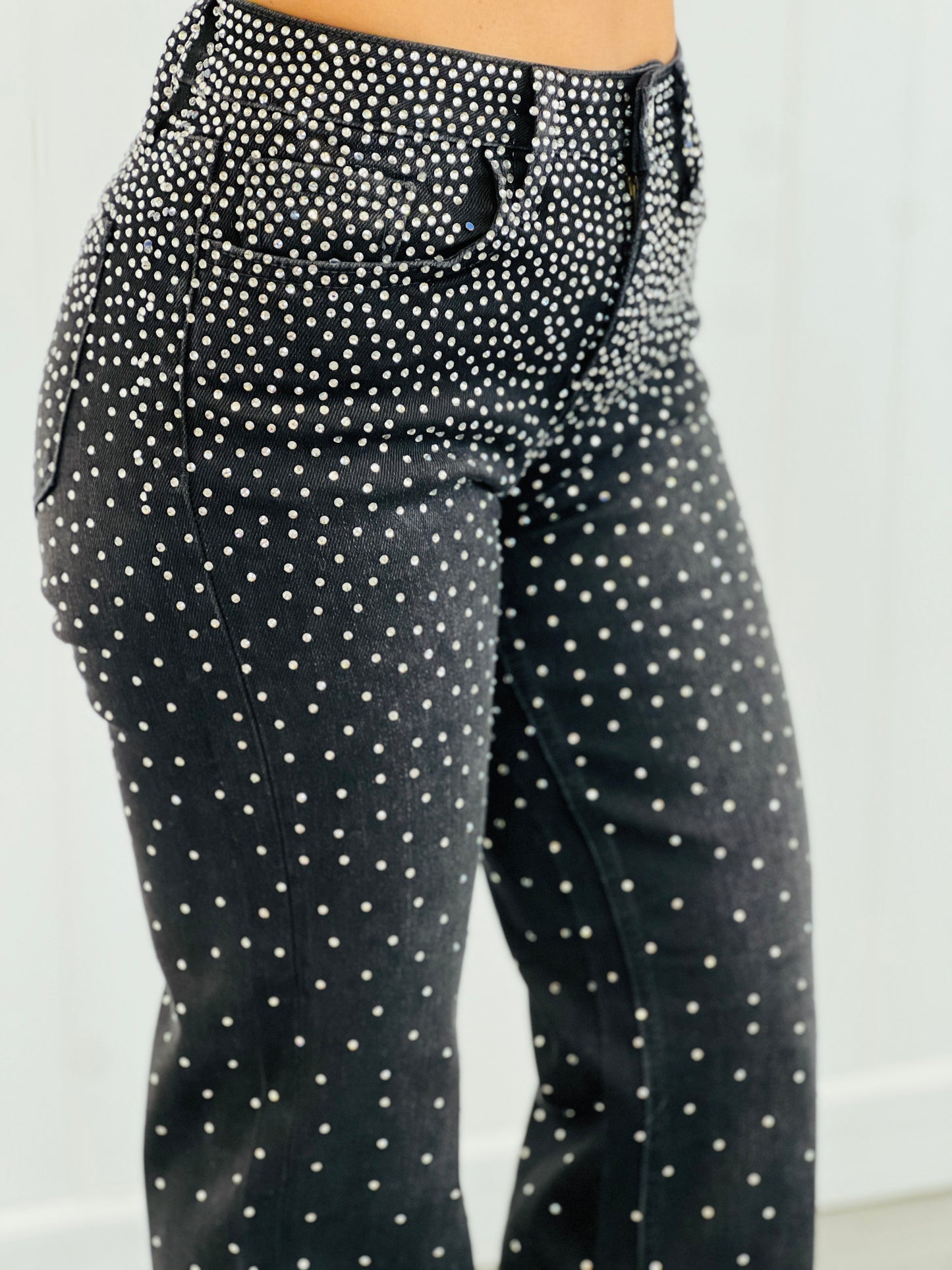 Black Rhinestone Studded Jeans (Reg & Plus)