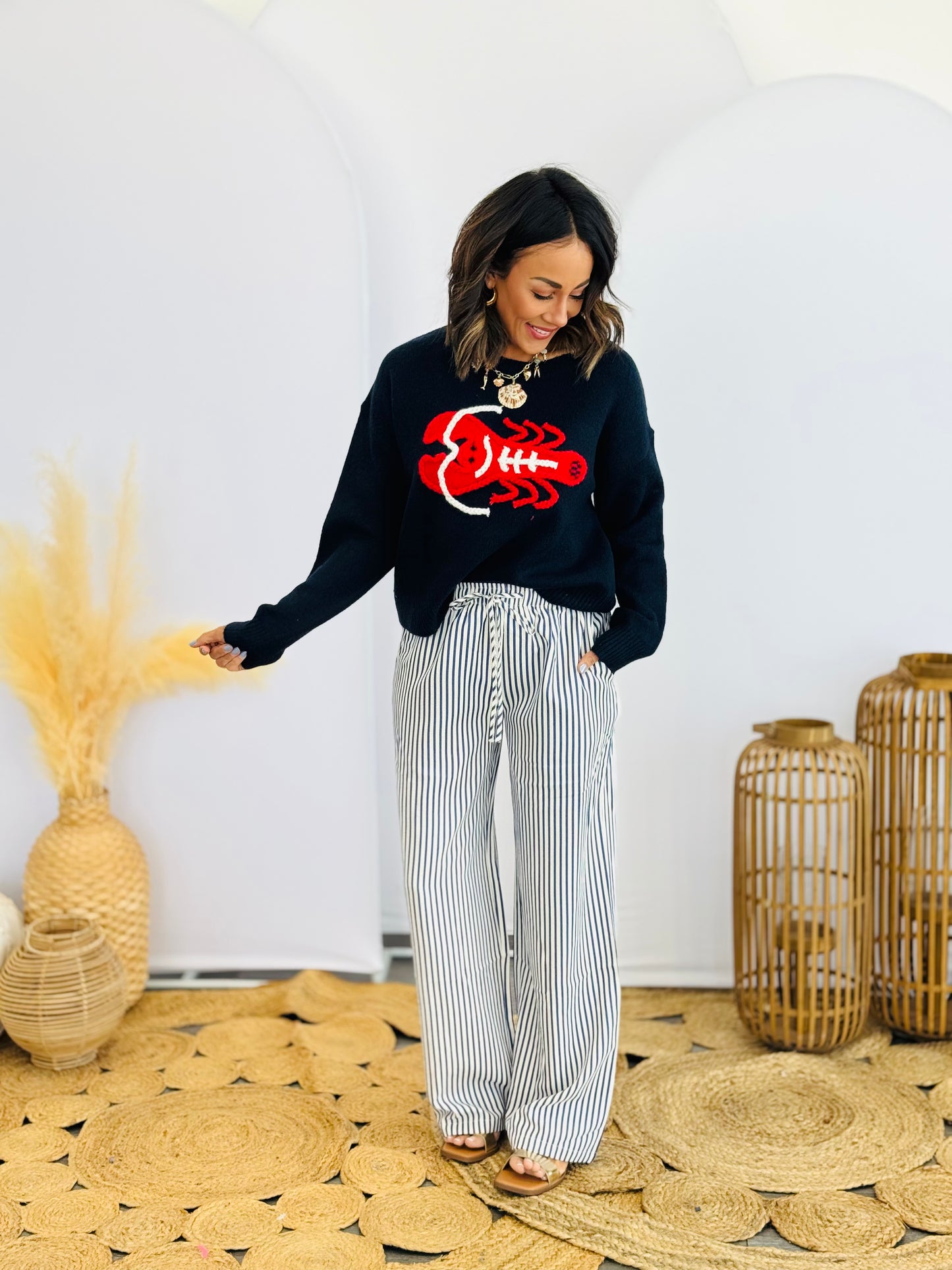 Ivory/Navy Yarn Dye Striped Lounge Pants (Reg)