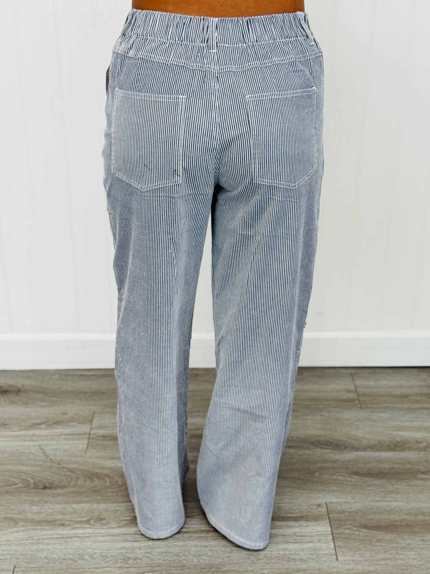 Striped Floral Embroidered Pants (Reg. and Plus) - 2 Colors