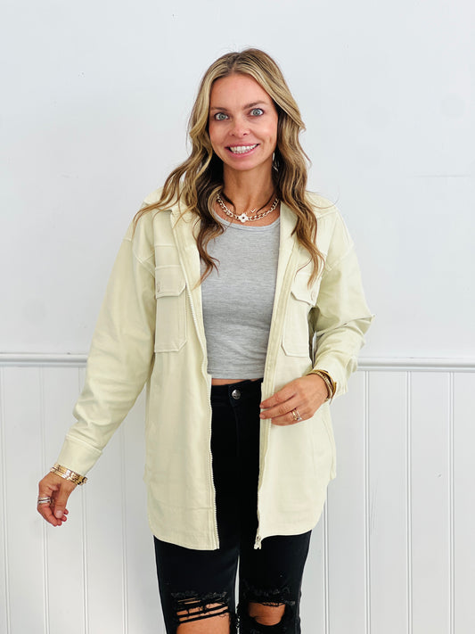 Natural Zipper Front Shacket (Reg.)