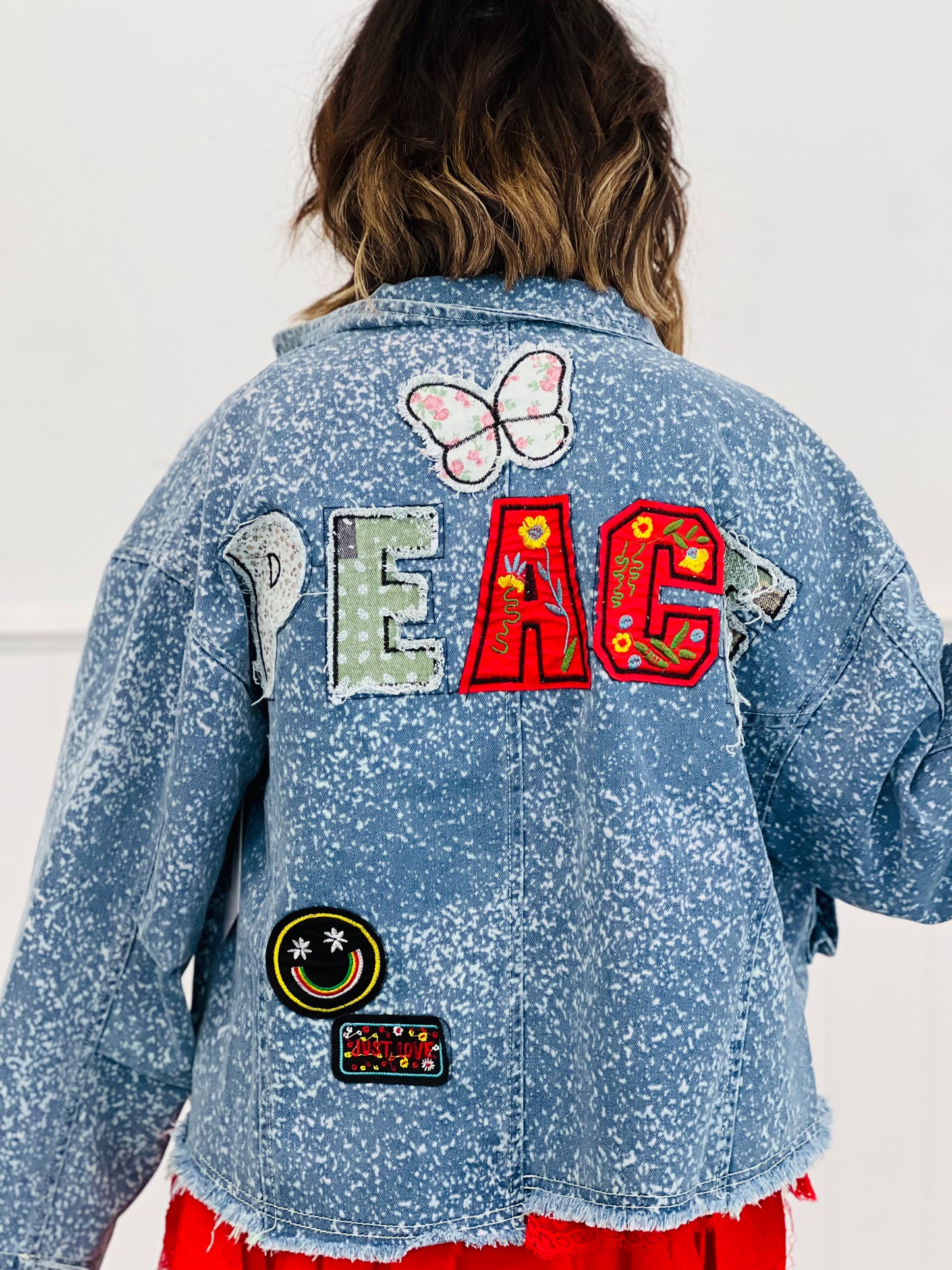 POL Denim Button Down Multi Patch Jacket (Reg)