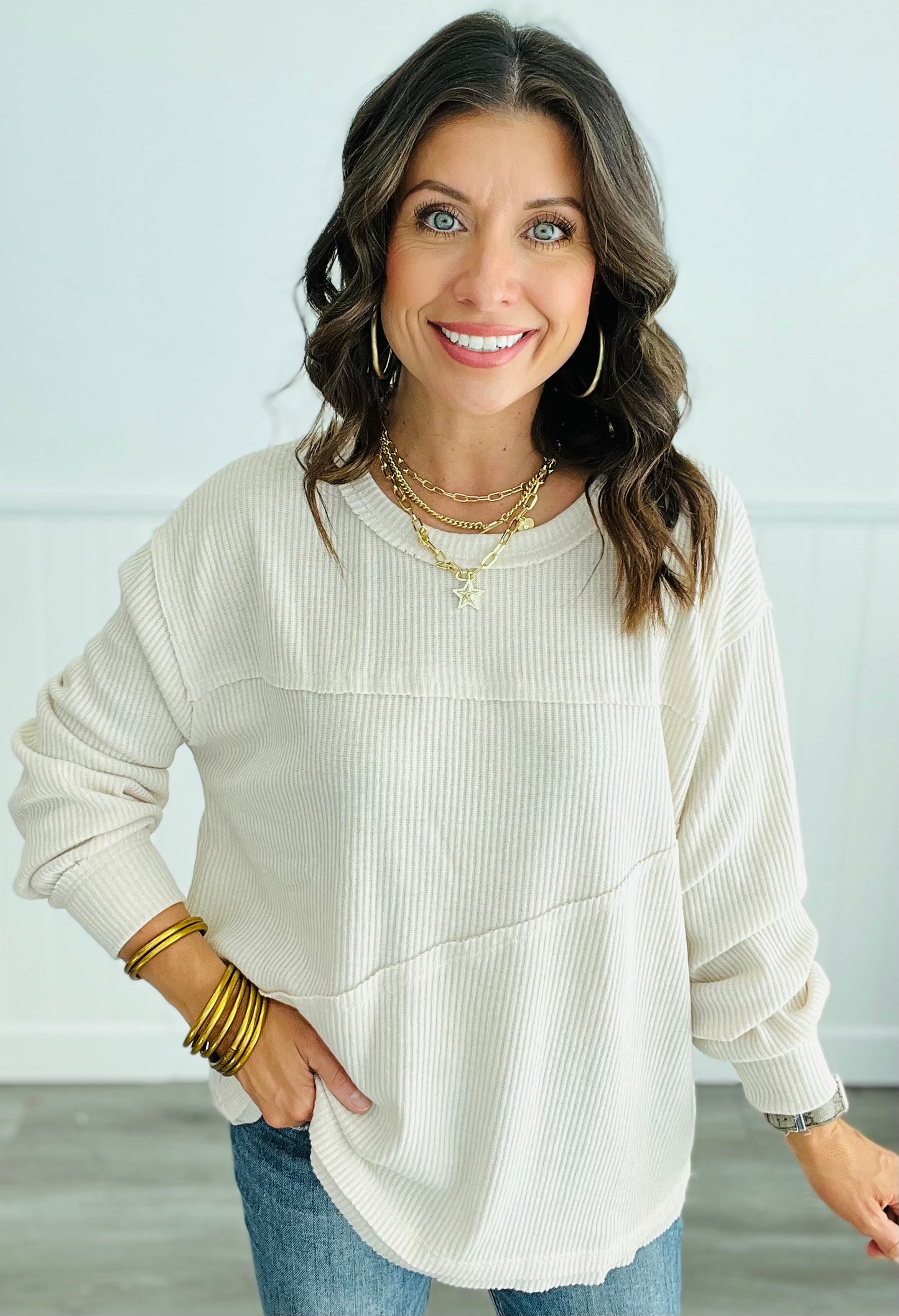 Andree Ribbed Long Sleeve Tunic Top (Reg. and Plus) - 6 Colors