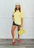 Yellow Lace Detail Side Slit Top (One Size)
