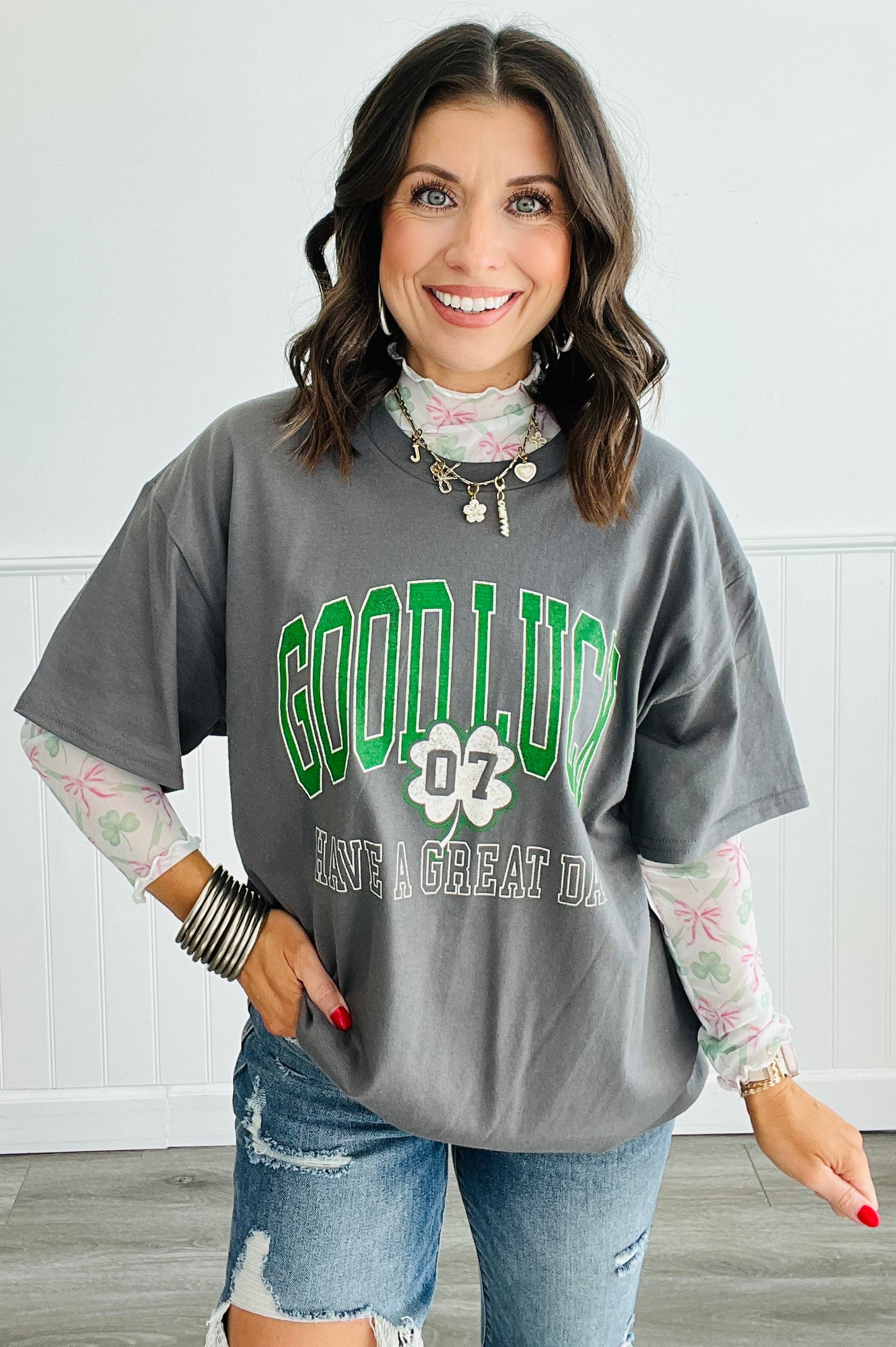 Coquette St. Patrick's Day Mesh LS Top (Reg. & Plus)