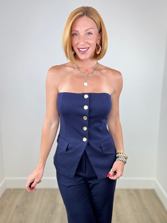 Gold Button Strapless Vest Top (Reg.)