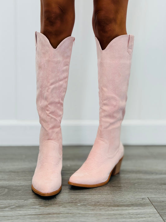 Light Pink Suede Take A Stand Western Boots