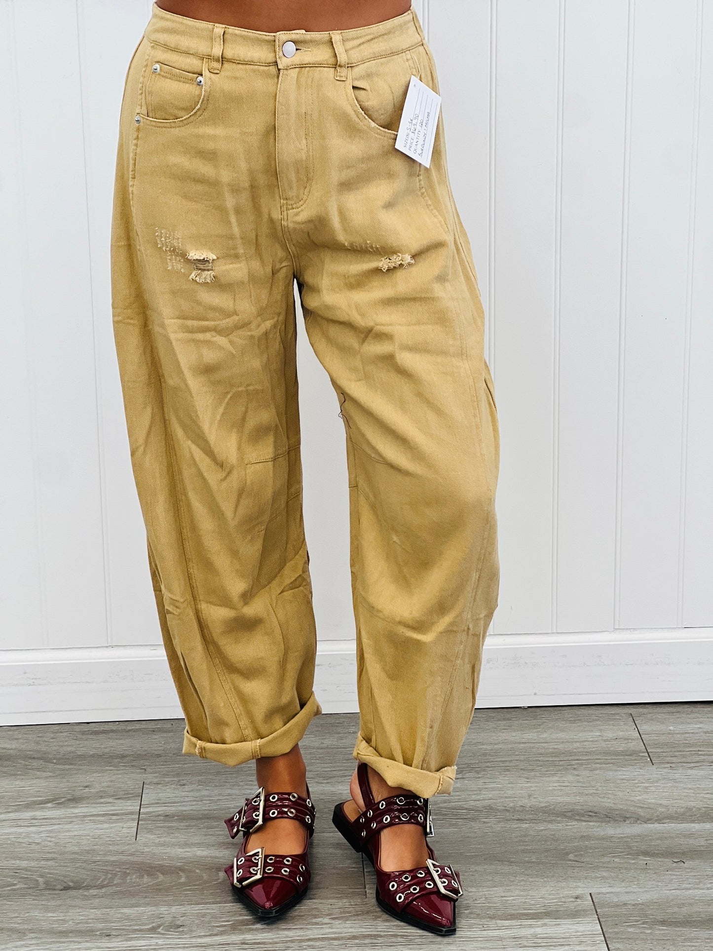 Acid Washed Denim Barrel Pants (Reg & Plus)-2 Colors
