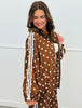 Mocha Polka Dot Side Striped Jacket & Pants Set (One Size)