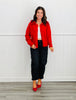 Red Ruffled Collar Sweater Cardigan (Reg.)