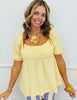 Butter Square Neck Peplum Blouse (Reg. and Plus)