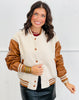 Varsity Color Block Teddy Fur Jacket (Reg.) -2 Colors
