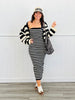 Black Striped Knit Cardigan & Midi Dress Set (Reg.)