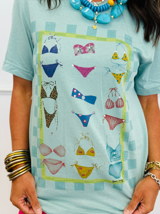 Checkered Bikini Bling Tee (Reg. and Plus)