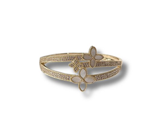 WP - Gold and Mother of Pearl Flower Bangle