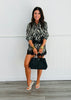 Black Zebra Print Lace Trim Blouse (Reg.)