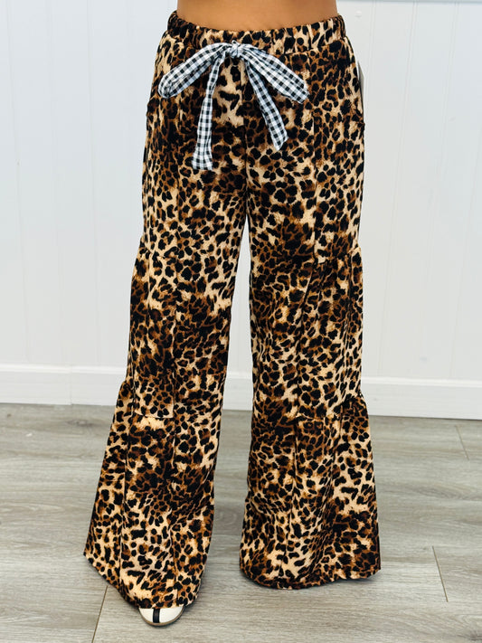 Leopard Print Wide Leg Pants (Reg. and Plus)
