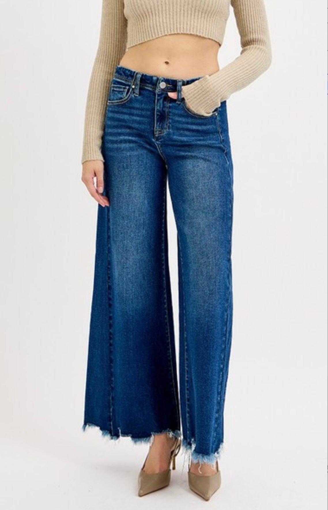 Risen Dark High Rise Ankle Wide Jeans (Reg. and Plus)