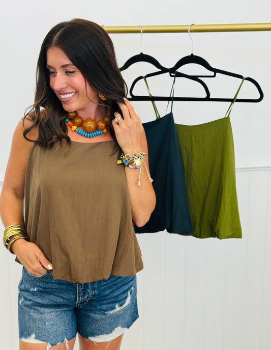 Bubble Hem Cami Tank Top (Reg.)-3 Colors