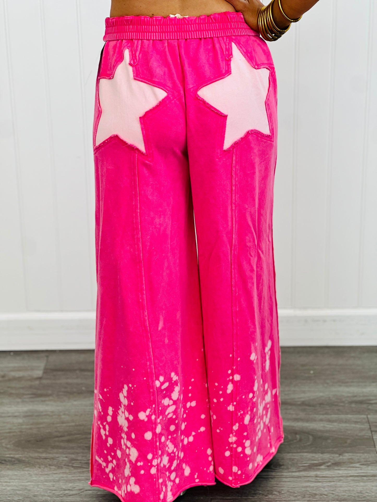 Washed Pink Star Patch Pants (Reg & Plus)