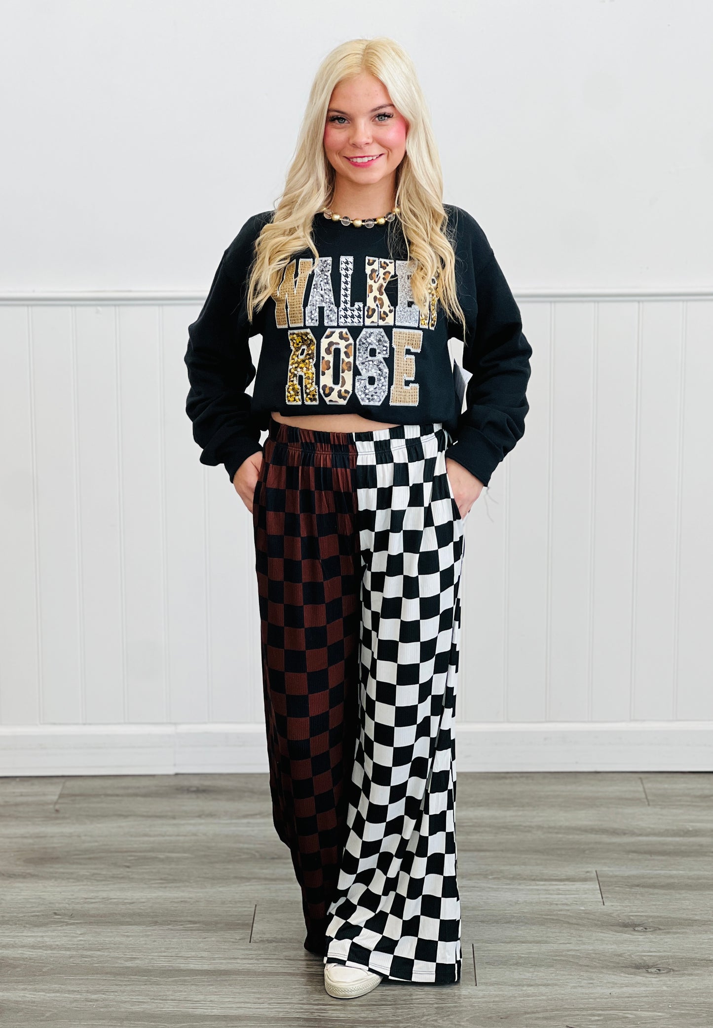 Split Decision Brown/Black Checkered Pants (Reg & Plus)