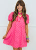 Pink Puff Polka Dot Mini Dress (Reg & Plus)
