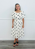 Cream Polka Dot Puff Sleeve Midi Dress (Reg. & Plus)
