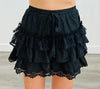 Black Vintage Lace Tiered Shorts (Reg.)