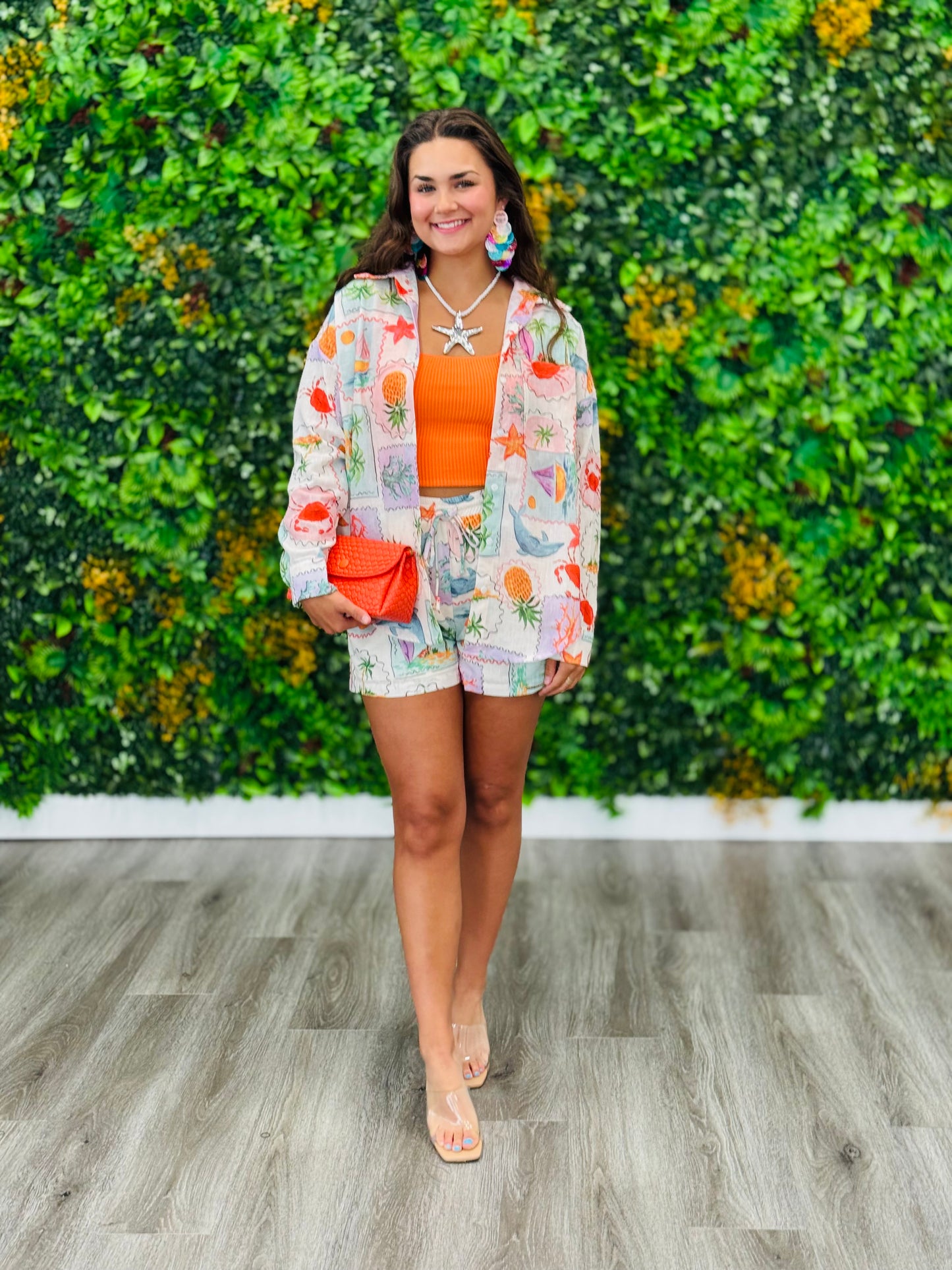 Pink Multi Tropical Vibes Button Down Top (Reg.)