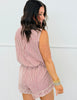 Striped Button Front Sleeveless Romper (Reg. and Plus)