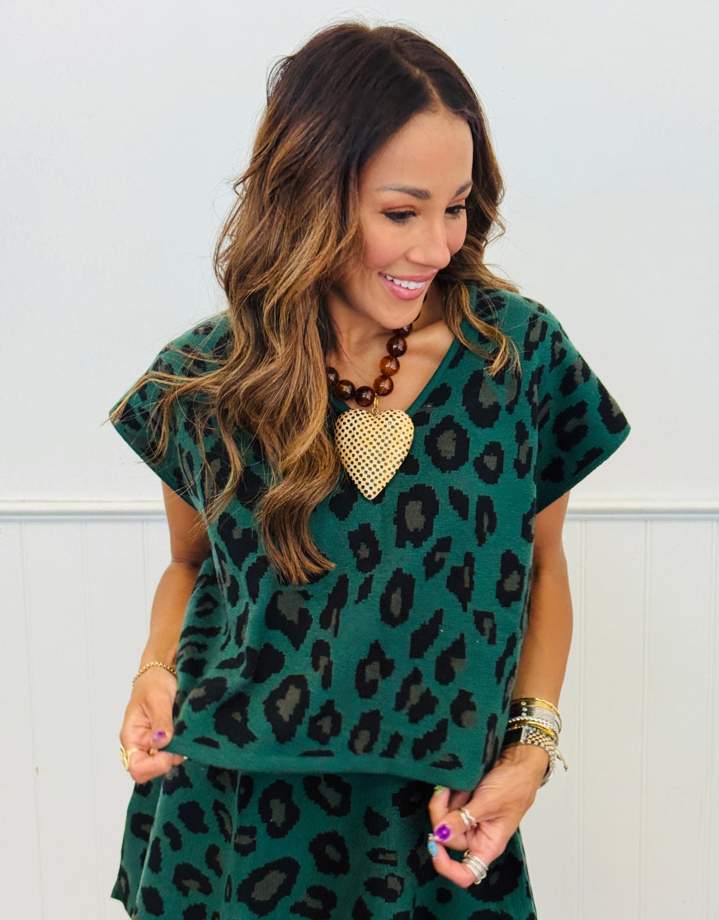 Leopard Print V-Neck Sleeveless Sweater Top (Reg.) - 3 Colors