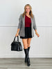 Gray Plaid Ruched Sleeve Blazer (Reg.)