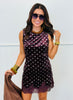 Burgundy Velvet Polka Dot Lace Trim Mini Dress (Reg & Plus)