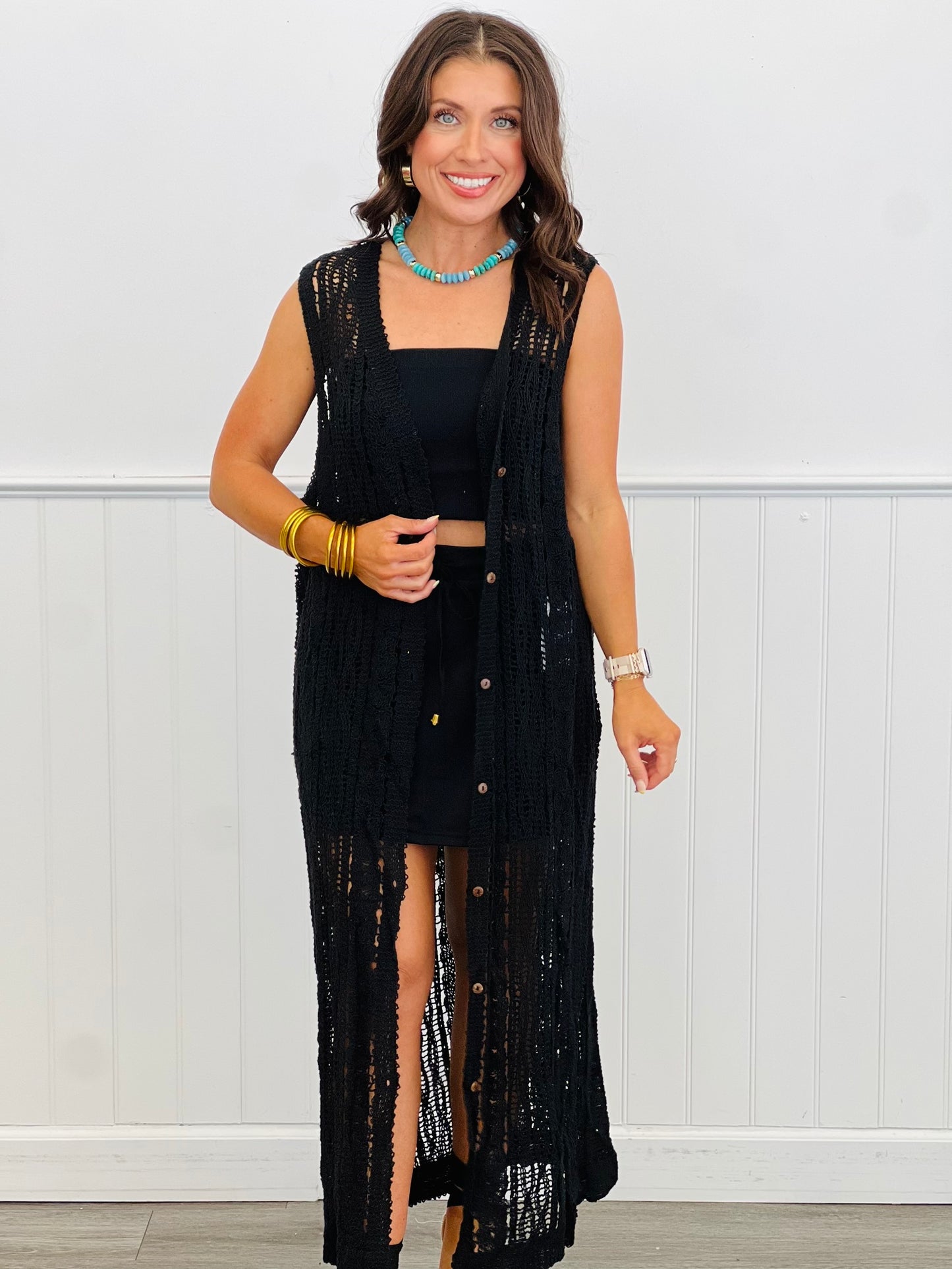 Crochet Maxi Sweater Cardigan (Reg)-3 Colors