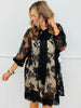 Black Floral Lace Mini Dress (Reg & Plus)