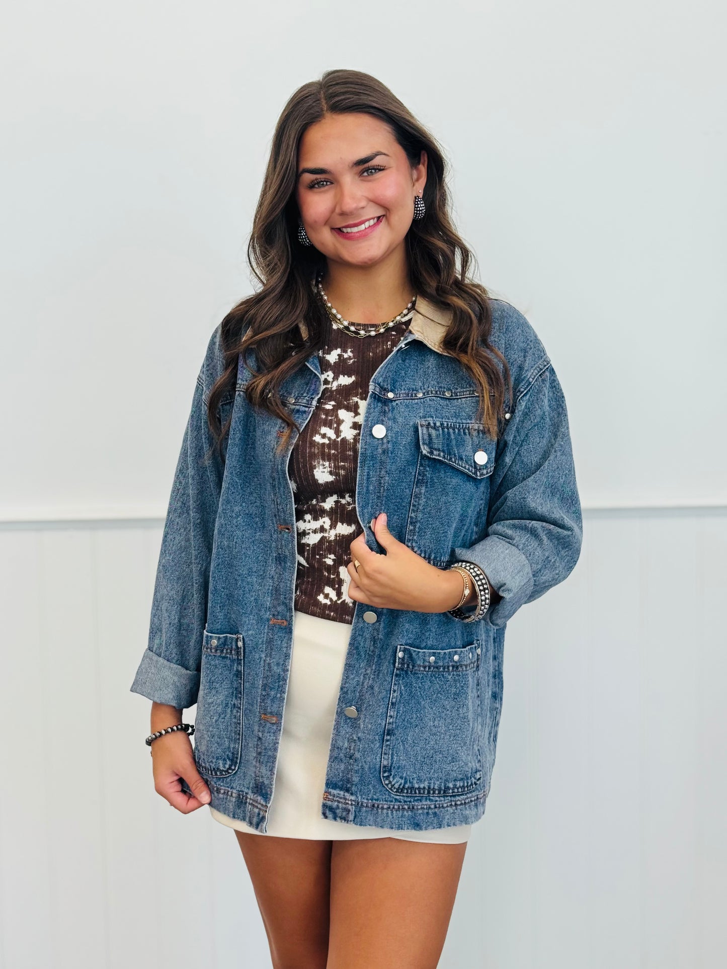Denim Studded Barn Jacket (Reg.)