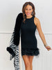 Sleeveless Fux Fur Trimmed Mini Dress (Reg.) - 2 Colors