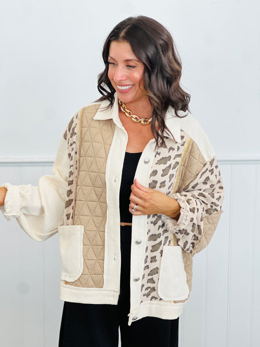 POL Cream Multi Thermal Quilted Contrast Jacket (Reg)